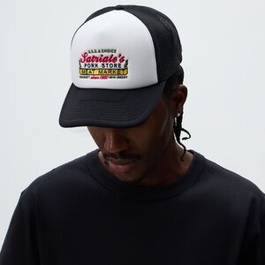 Kith for The Sopranos Satriale's Nolan Trucker Hat Snapback Logo Black & White